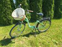 Rower Damski damka koła 28 cali miętowy zielony z koszykiem bardzo ład