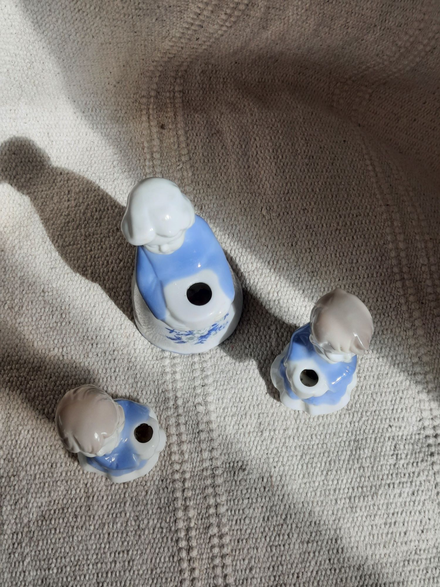 Zestaw porcelanowych świeczników aniołki boże narodzenie vintage