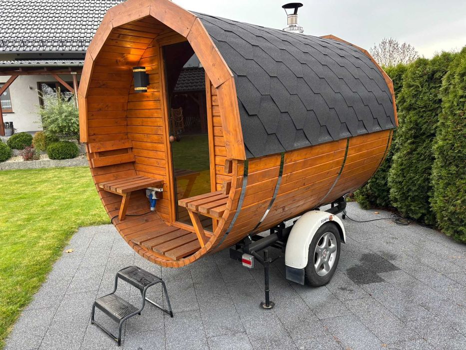 Mobilna Sauna na przyczepie Wynajem Balia & Sauna SPA - GrzejSię!