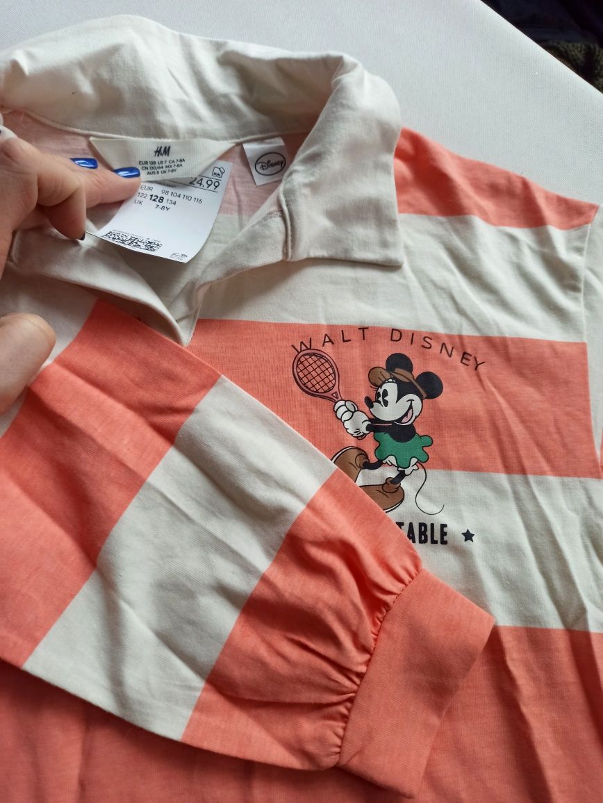 Nowy zestaw komplet H&M Mickey Mouse 128 prążek