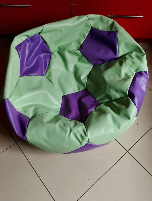 Pufa Piłka GO GIFT XXL Fotel siedzisko zielono-fioletowa