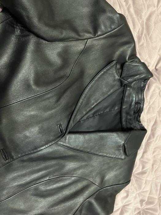 Кожаный плащ тренч пальто женский