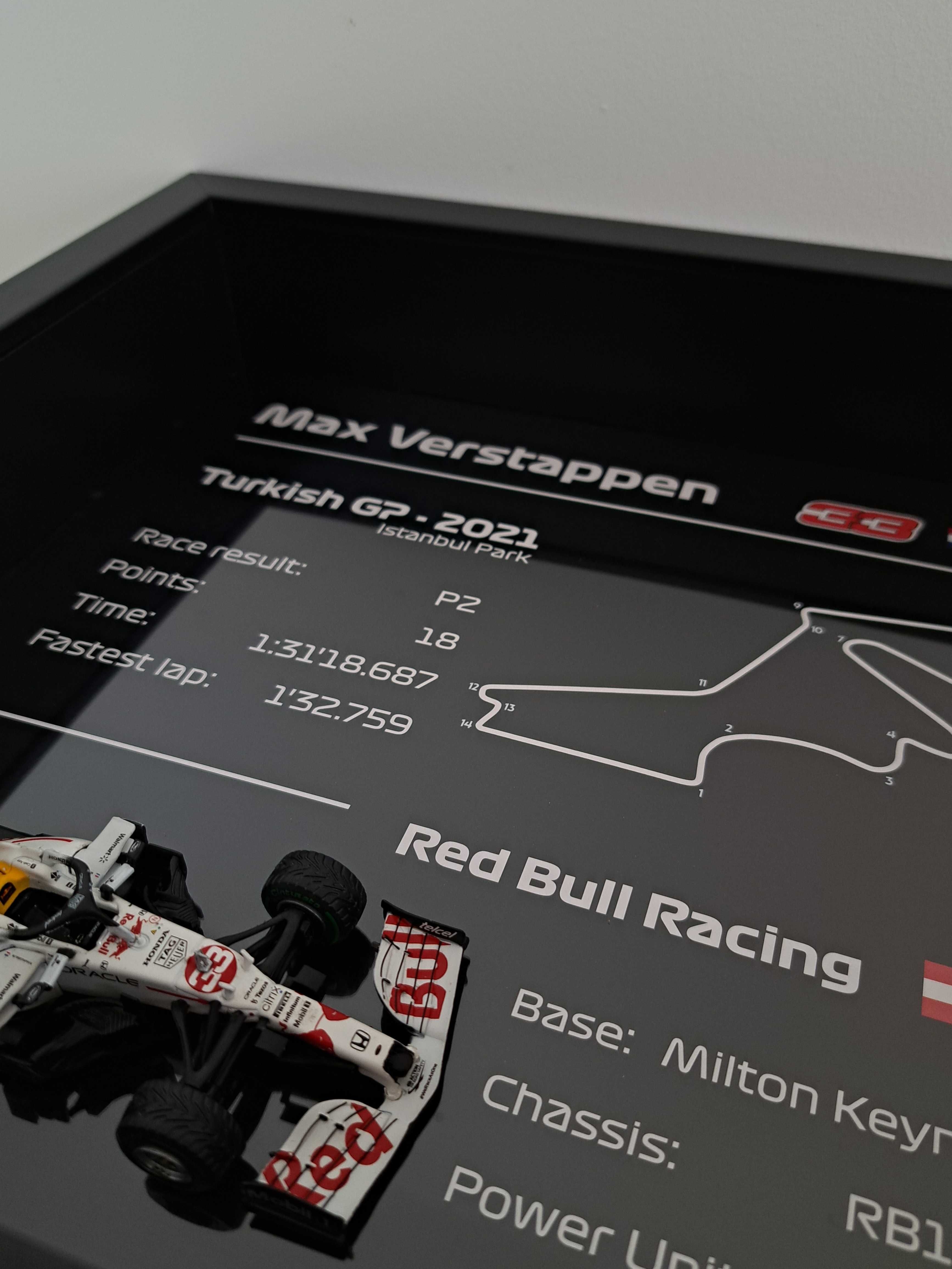 Plakat 3D F1 Max Verstappen 2021 GP Turcji biały Red Bull 1:43