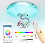 Led candeeiro teto rgb e coluna som bluetooth + app