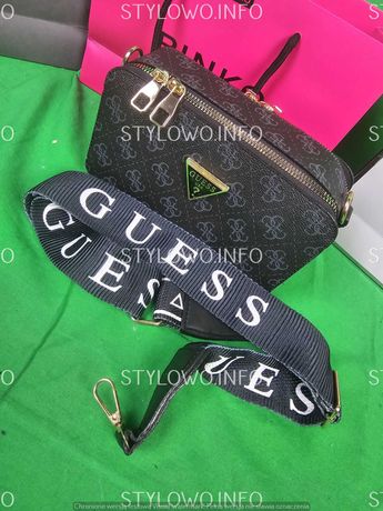 Torebka damska kuferek Guess grafit monogram