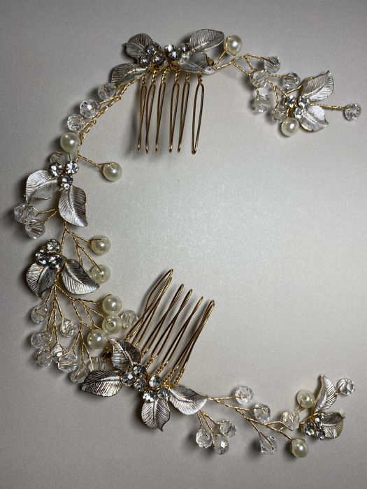 NOWA ozdoba ślubna do włosów złota