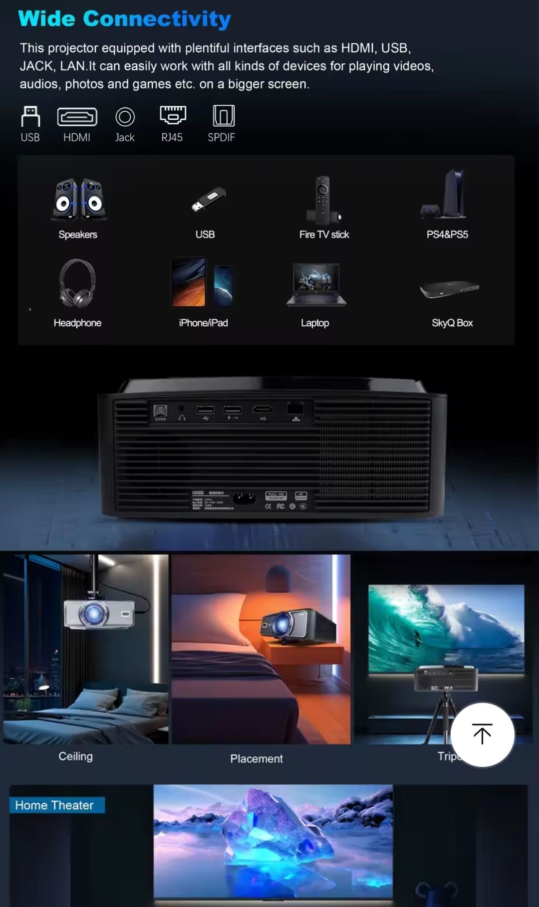 2/32Gb  DESS C5Pro 4K TV Proyector 1800 ANSI Magcubic Thundeal Horlat