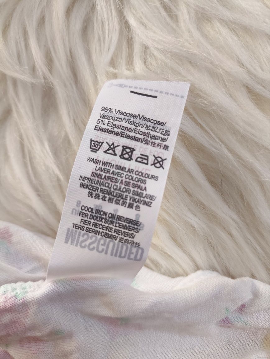 Biała letnia asymetryczna sukienka w kwiatki Missguided r. S