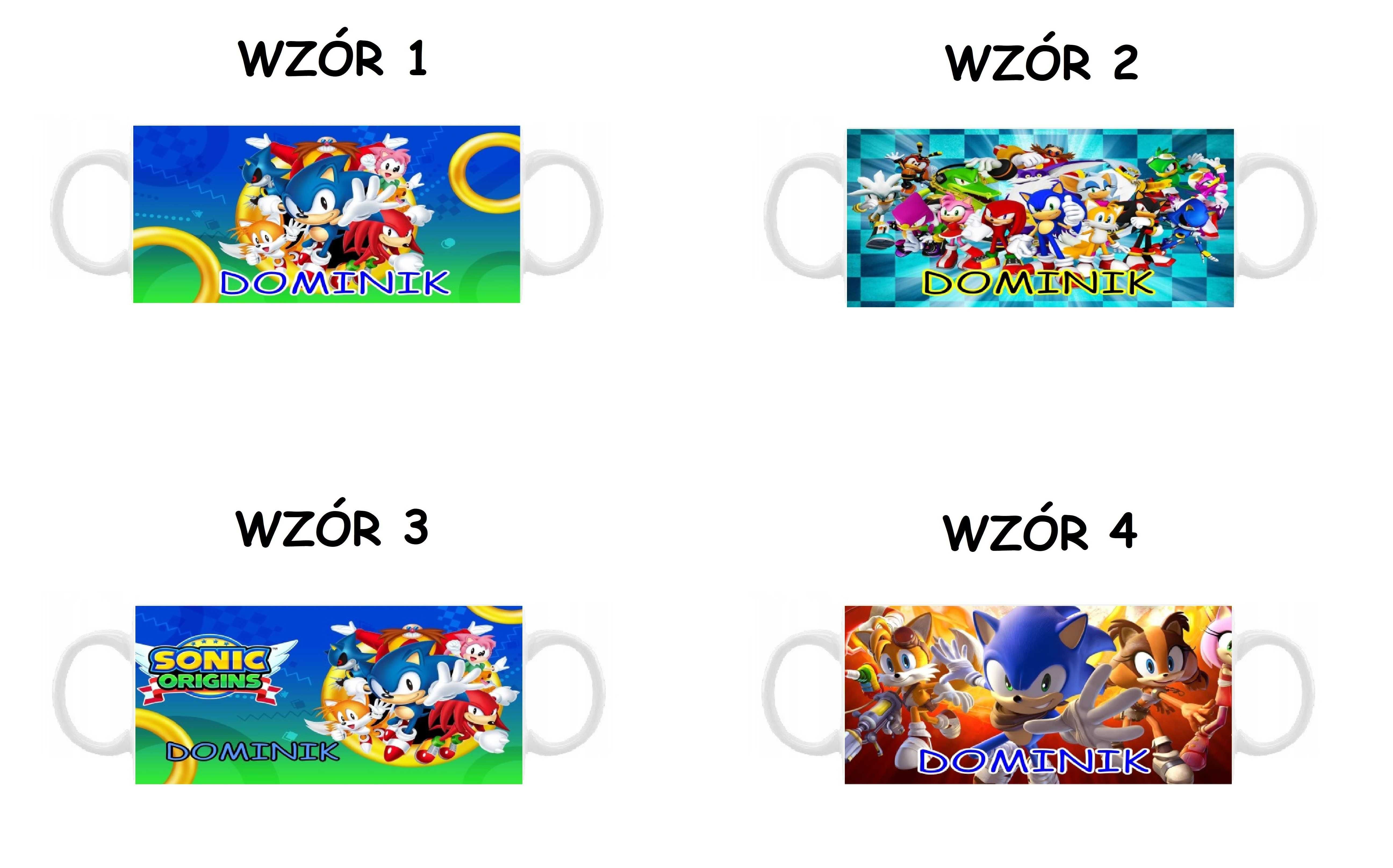 Kubek z nadrukiem Sonic, różne wzory + imię