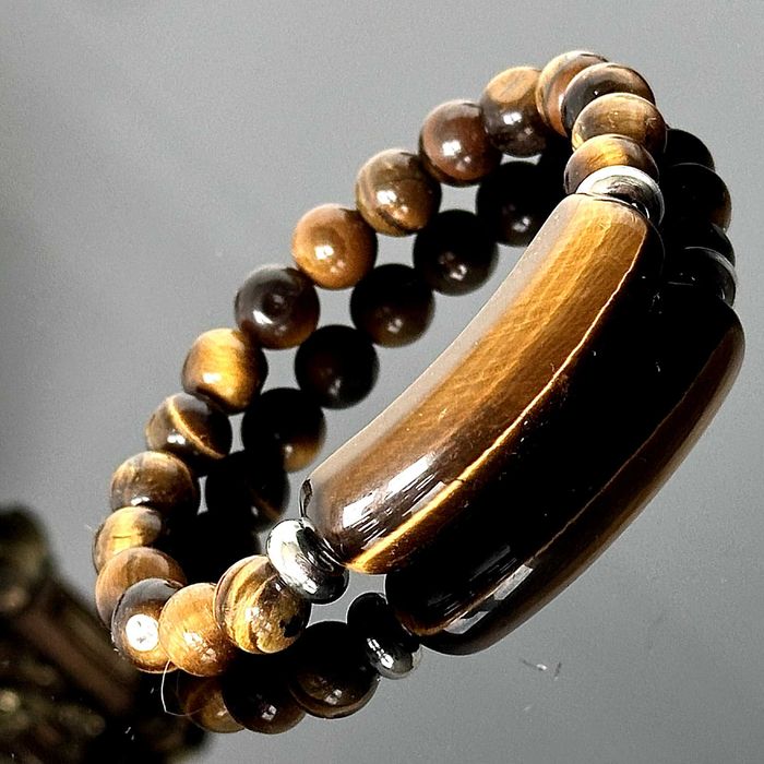 Bransoletka srebra z naturalnego Tygrysiego Oka z ok. 1980 roku