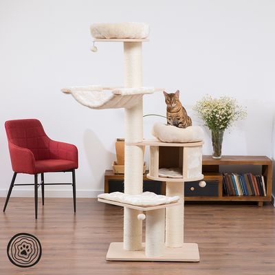 Natural Paradise Drapak dla Kota Magnolia XL Kremowy 175 DUŻY SOLIDNY