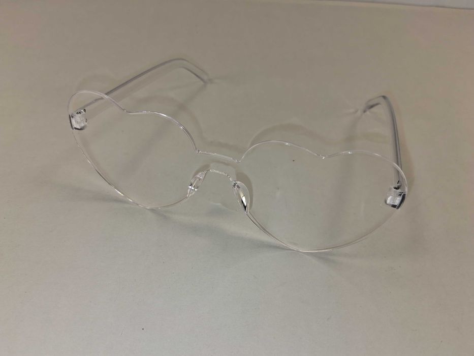N260 Przezroczyste Okulary Serduszka Bezramkowe Unisex