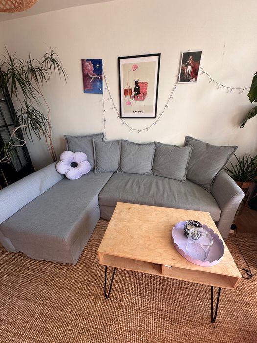 Szara kanapa narożna / rogówka z funkcją spania