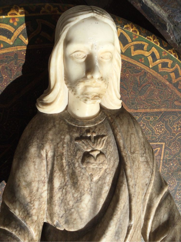 Sagrado Coração de Jesus Mármore Itália Séc XVIII 52 cm Arte Sácra