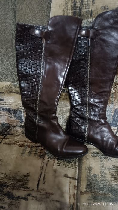 Женские коричневые демисезонные сапоги clarks кожа 39р. оригинал 2035