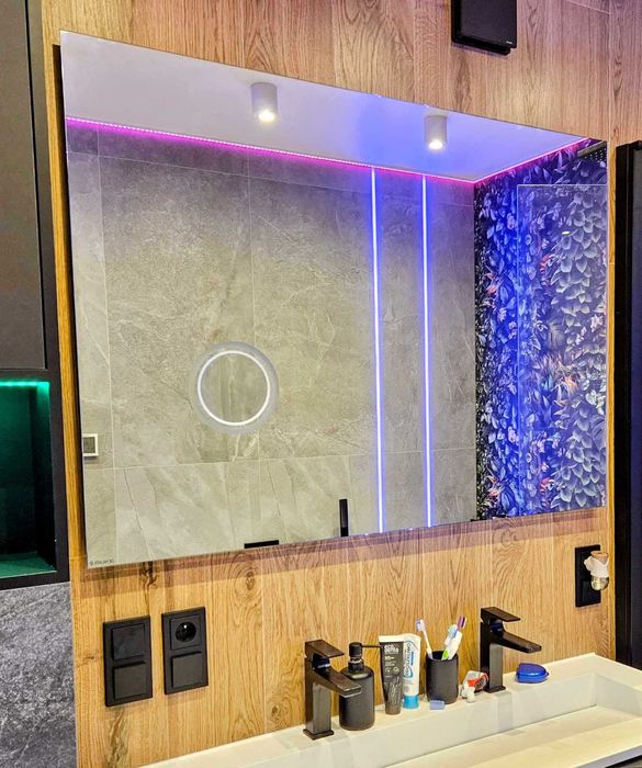NOWE lustro SHINE LED 140 x 100 cm z zegarem podświetlane, podgrzewane