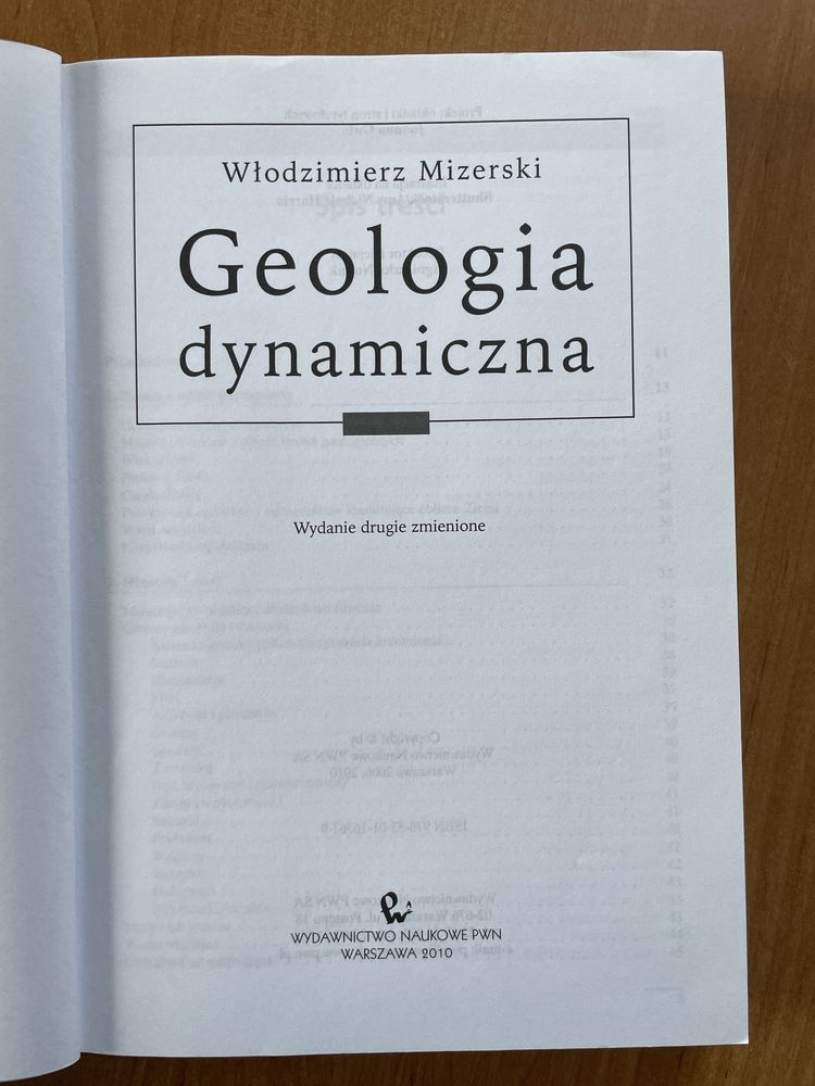 Geologia dynamiczna. Włodzimierz Mizerski, wydanie II, 2010