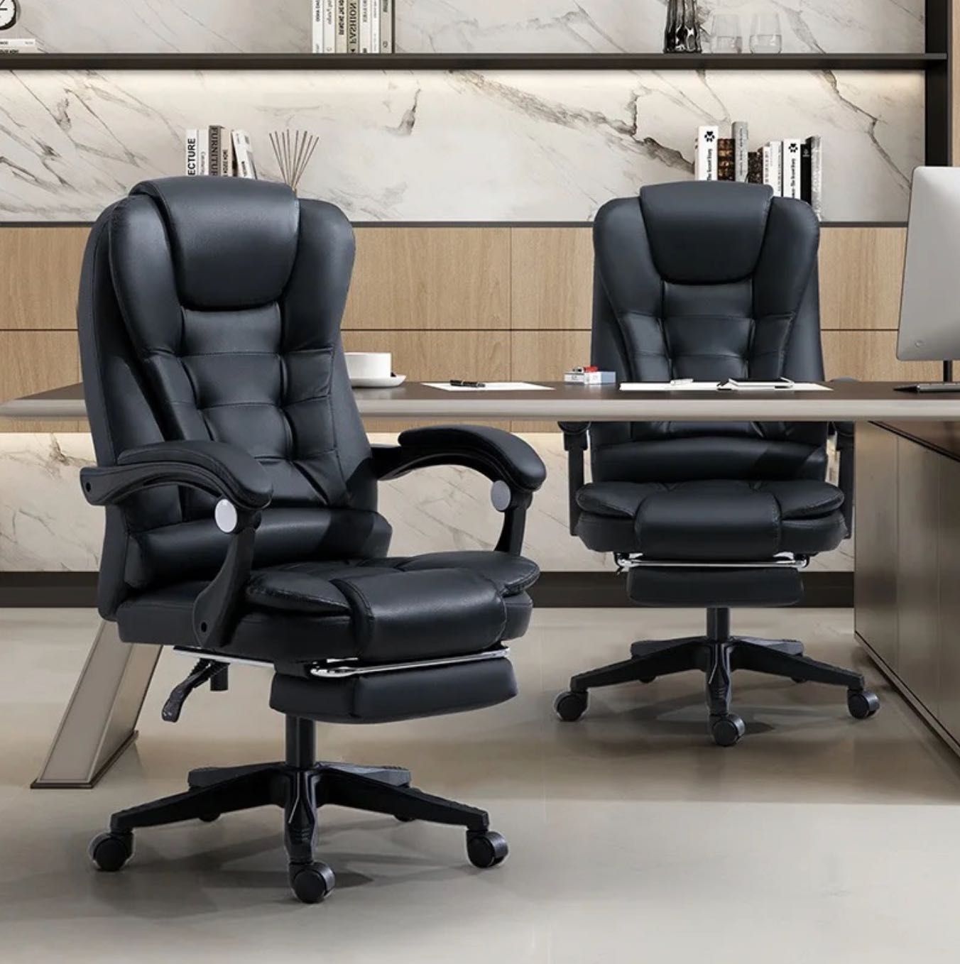 PREMIUM‼️ Designerski fotel biurowy z podnóżkiem - stylu i komfort