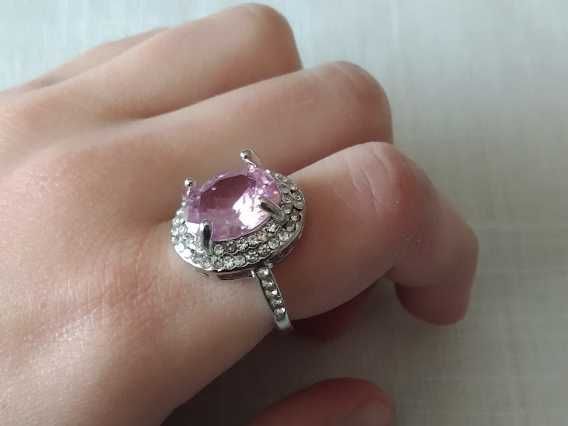 (NOVO, PORTES GRÁTIS) Anel de Prata 925 com Safira Rosa