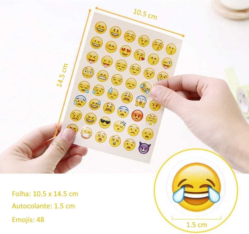 Folhas com 48 autocolantes Emoji