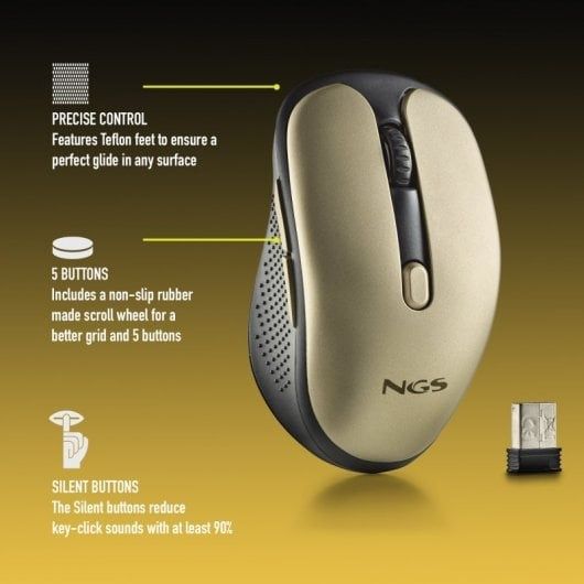 NGS Evo Rust Gold Rato Sem Fios Recarregável 1600D