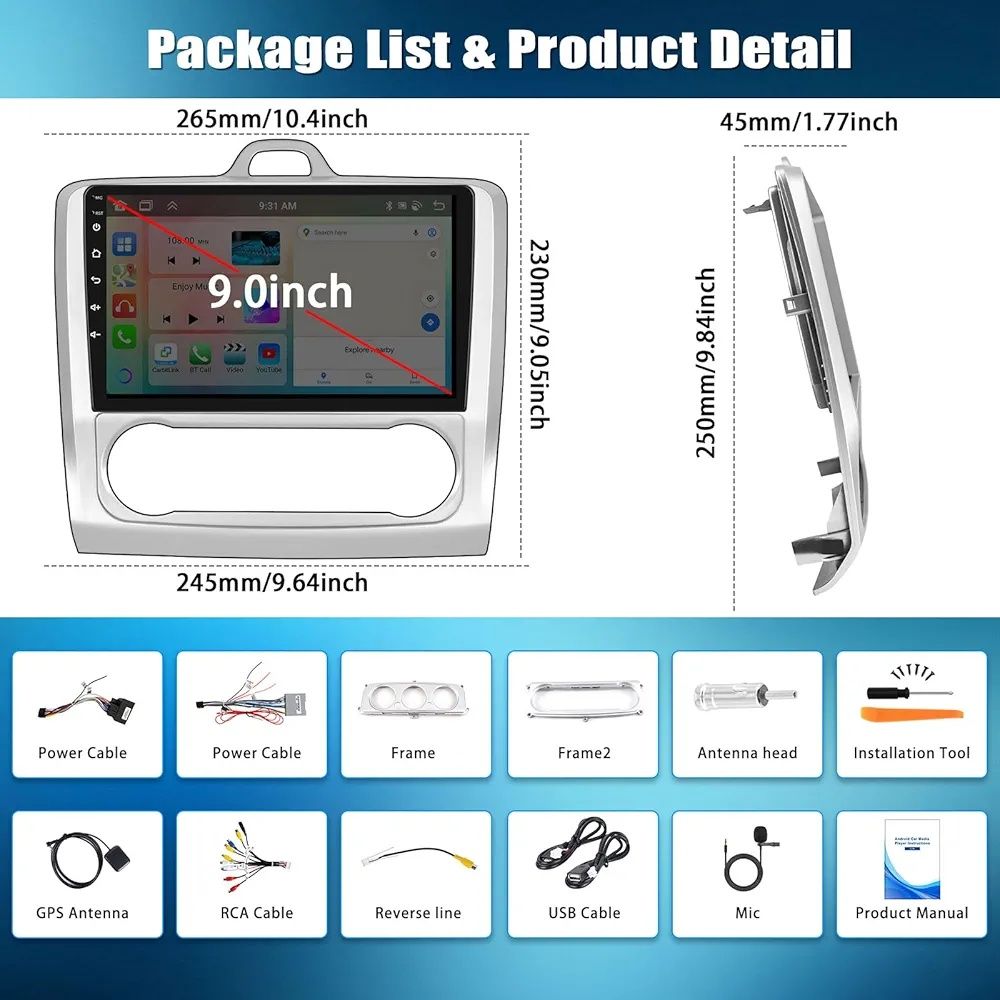 Android 13 Car Radio dla Ford Focus MK2/MK3 (2004–2011):