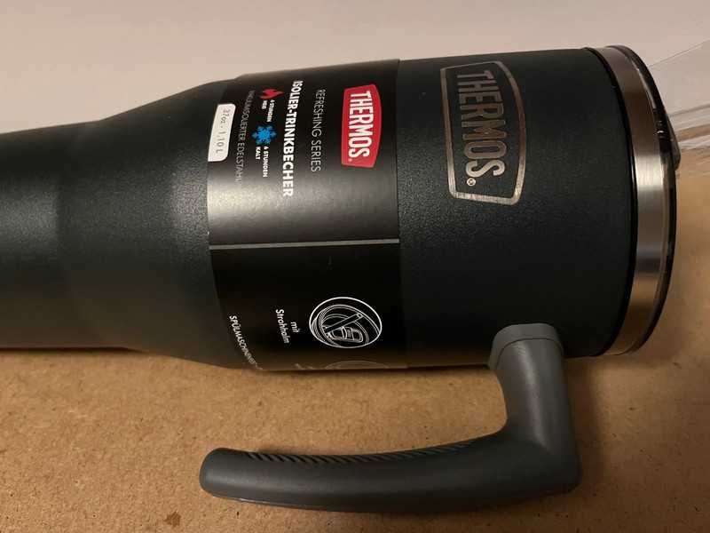 Thermos kubek termiczny ze słomką, duży