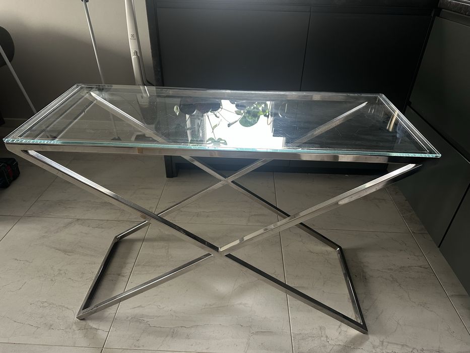 Konsola metalowa szklana