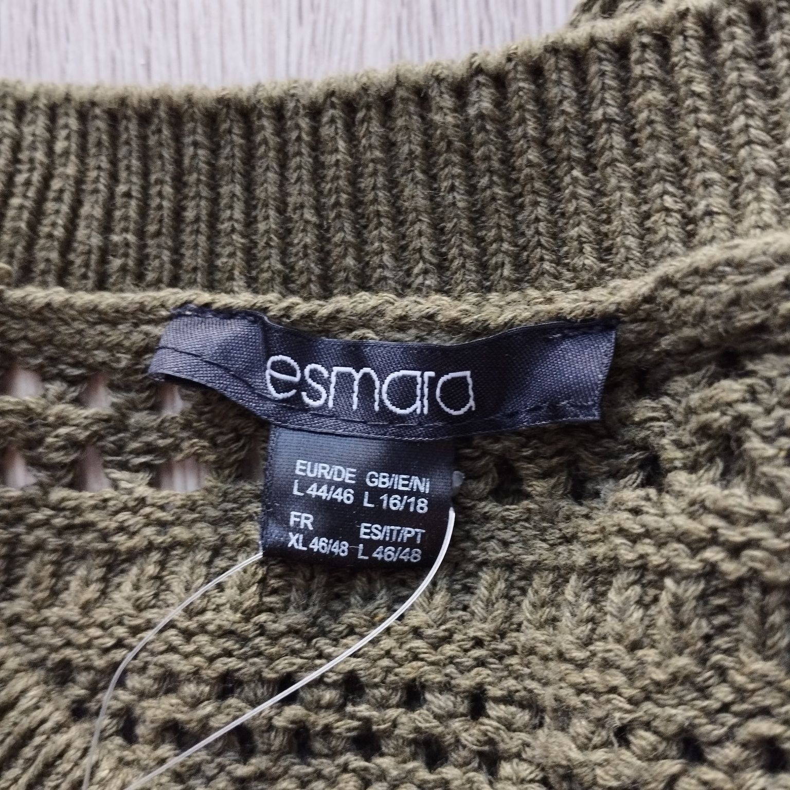 Nowy sweter damski Esmara z metką, rozmiar 44/46, ciemnozielony, dzian