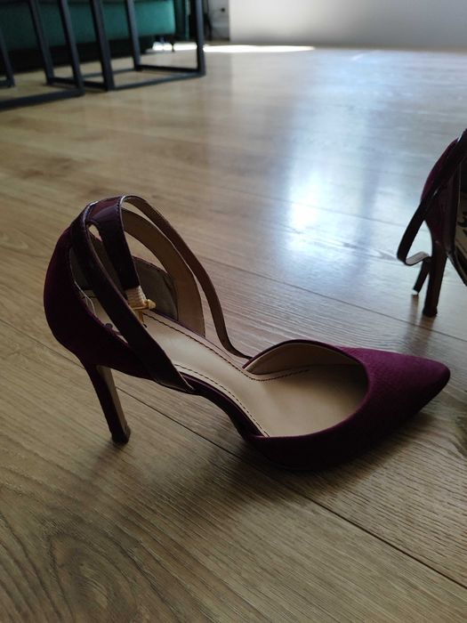 Fuksja róż szpilki damskie 38 3i jak nowe skóra