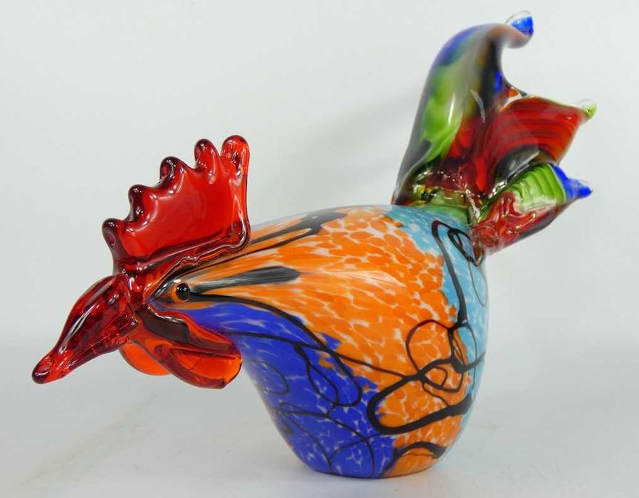 Duża Figura kolorowe szkło MURANO KOGUT kogucik ptak 2,3 kg