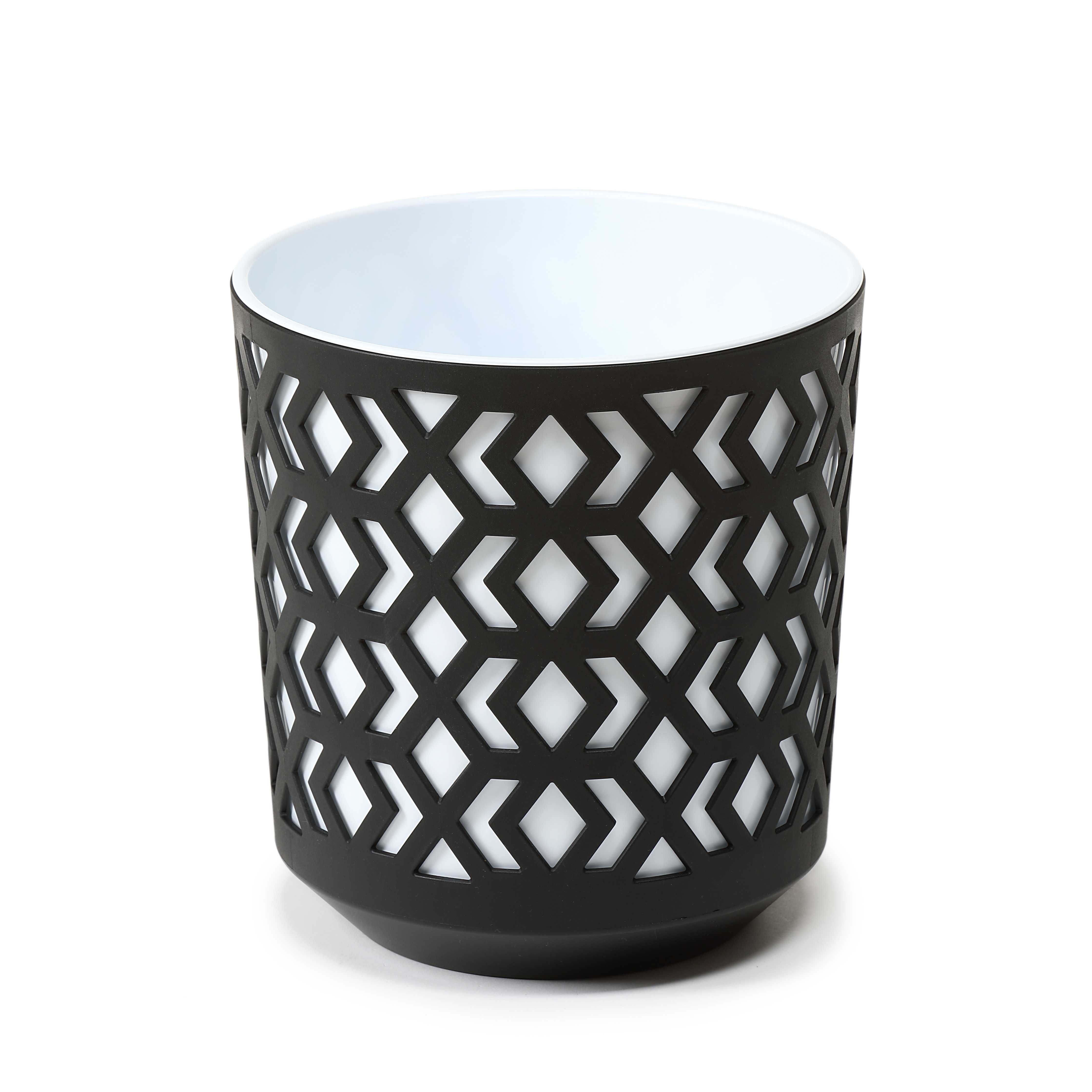 Doniczka AZTEK 14 cm zestaw 4 sztuk czarny/biały