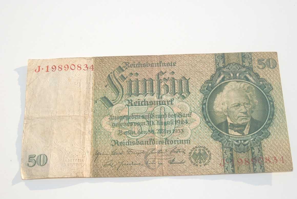Stary banknot 50 marek 50 reichsmark 1933 antyk