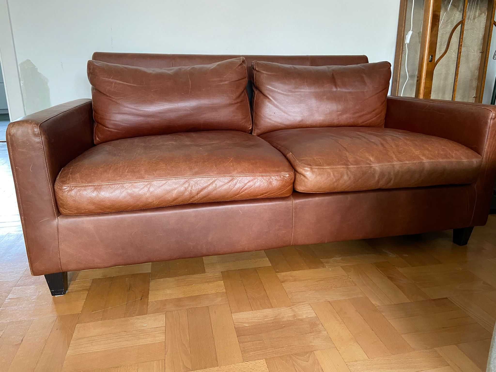 sofa HABITAT kanapa skórzana brązowa