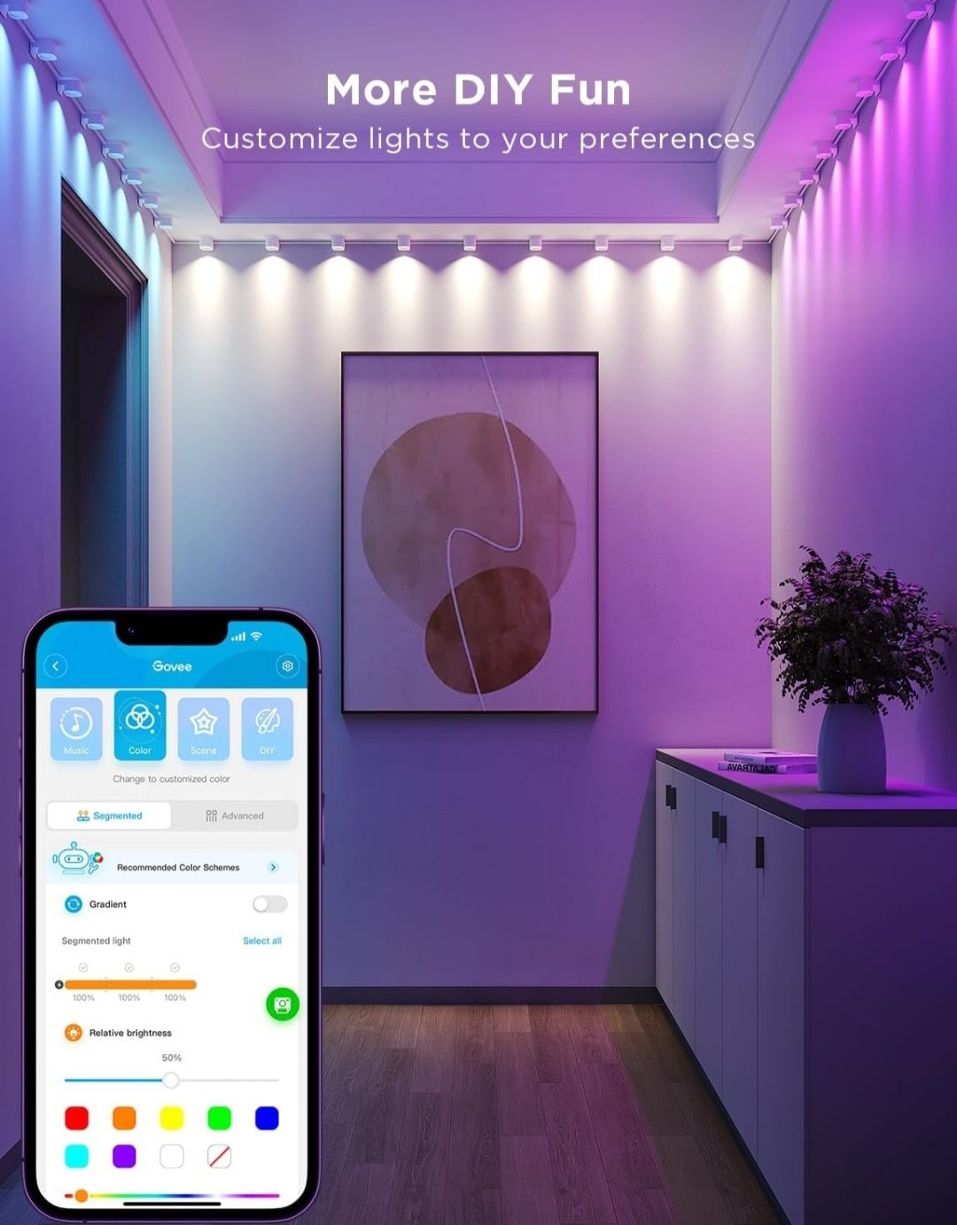 Govee RGBIC sufitowy LED String Downlights 10m