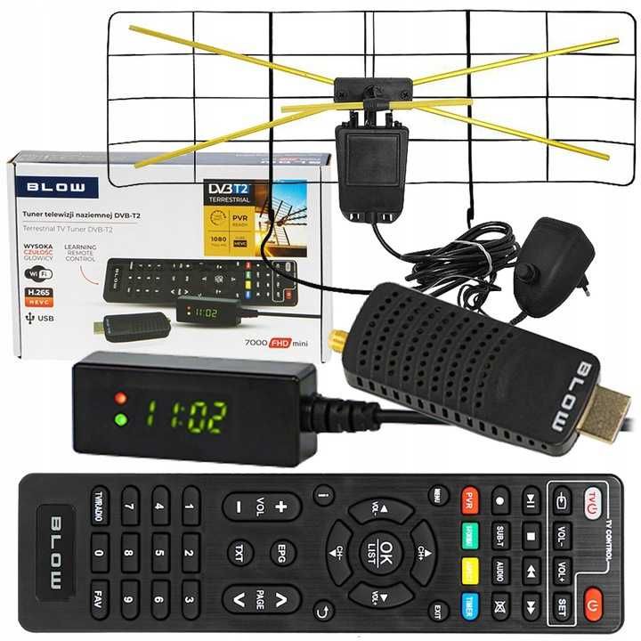 Zestaw TV naziemnej tuner DVB-T2 H.265 HEVC antena pokojowa