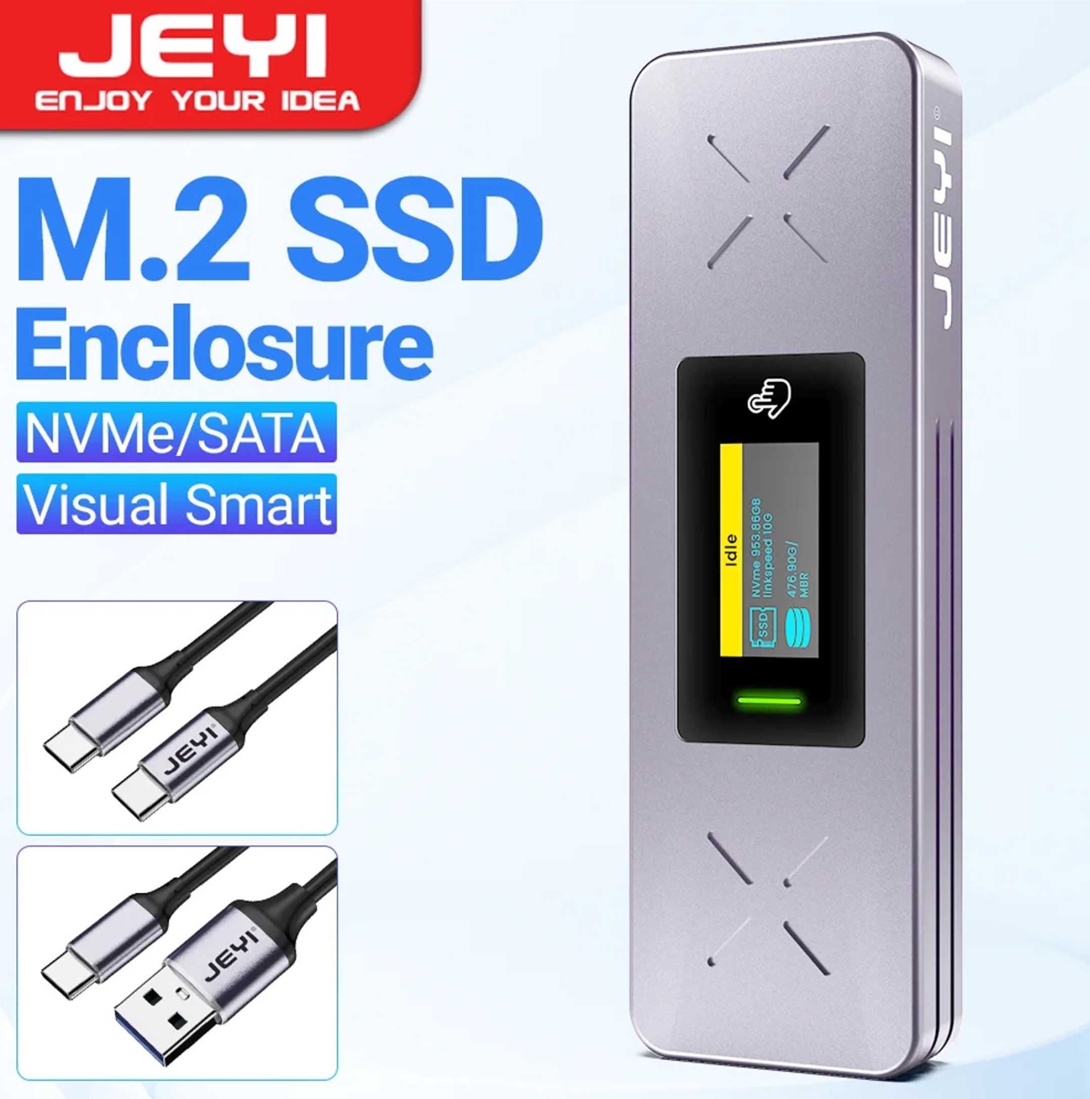 Inteligentna obudowa dysku SSD JEYI M.2 NVMe USB-C 3.2 10Gbps + etui