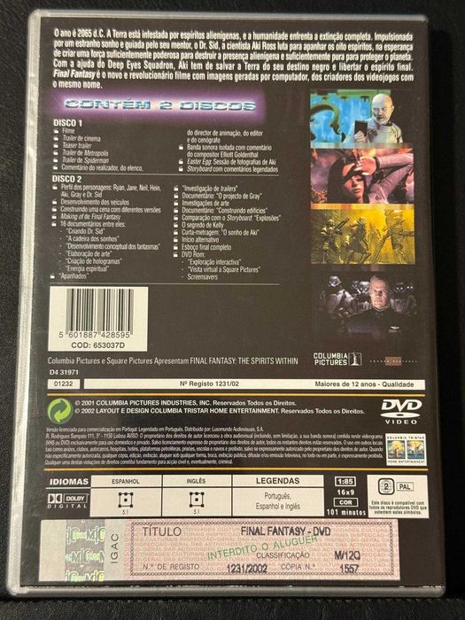 2 DVD do filme Final Fantasy