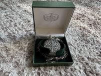 Mullingar Pewter mechaniczny zegarek kieszonkowy + łańcuszek, pudełko