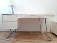 Białe lakierowane biurko chrom nowoczesne