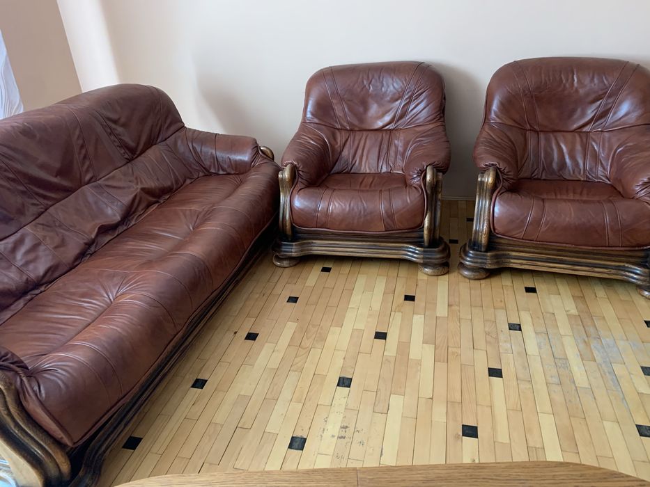 Komplet wypoczynkowy, skórzany