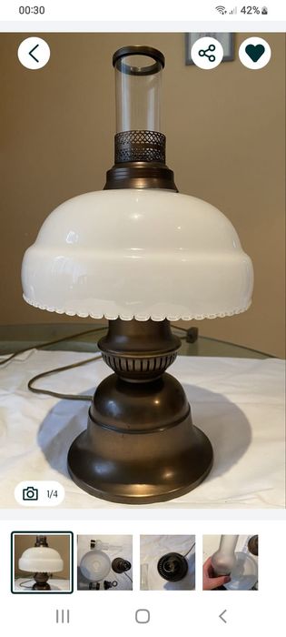 Stylowa lampa stylizowana na lampę naftową retro vintage szklany klosz