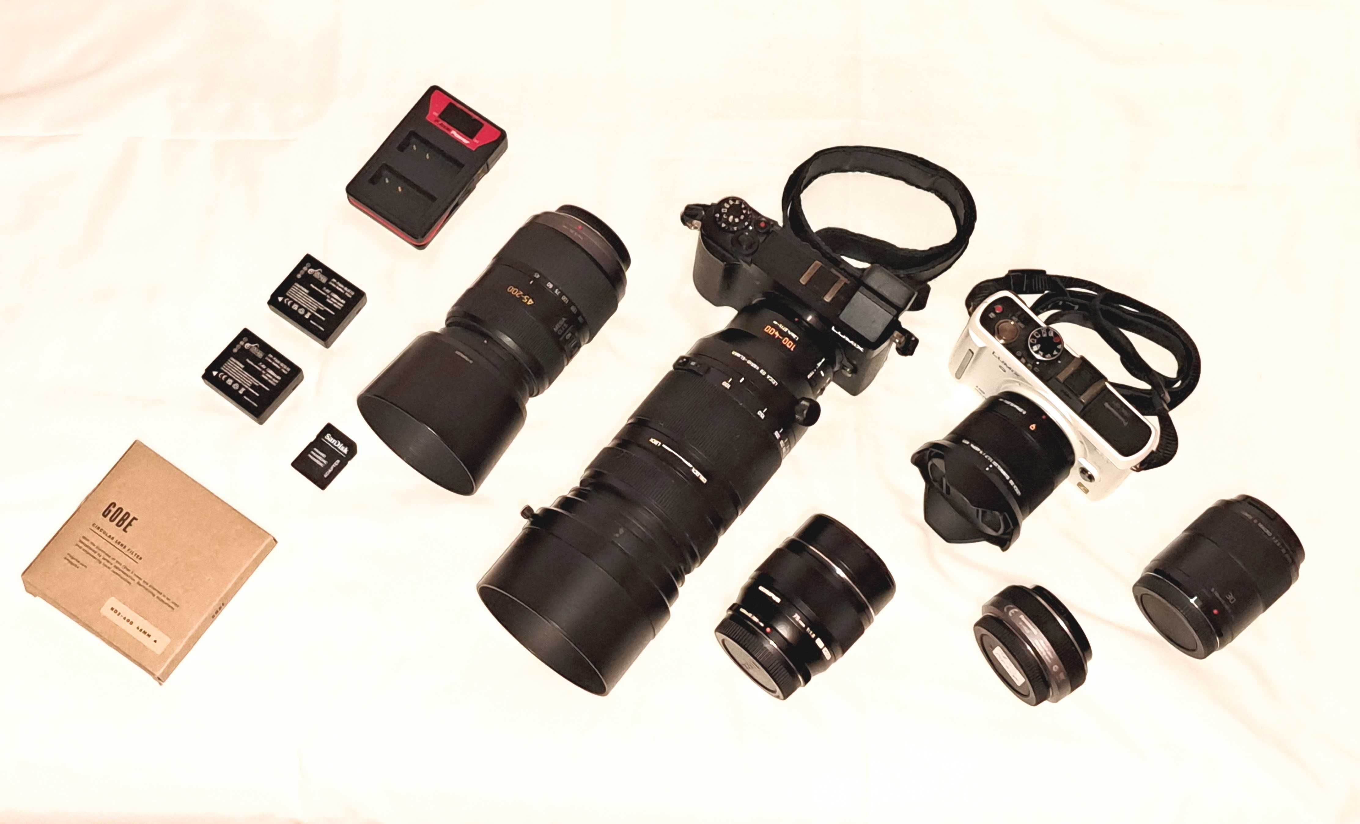 Panasonic Lumix G M43 - Conjunto de 2 câmeras, 6 lentes, SDCard, tripé