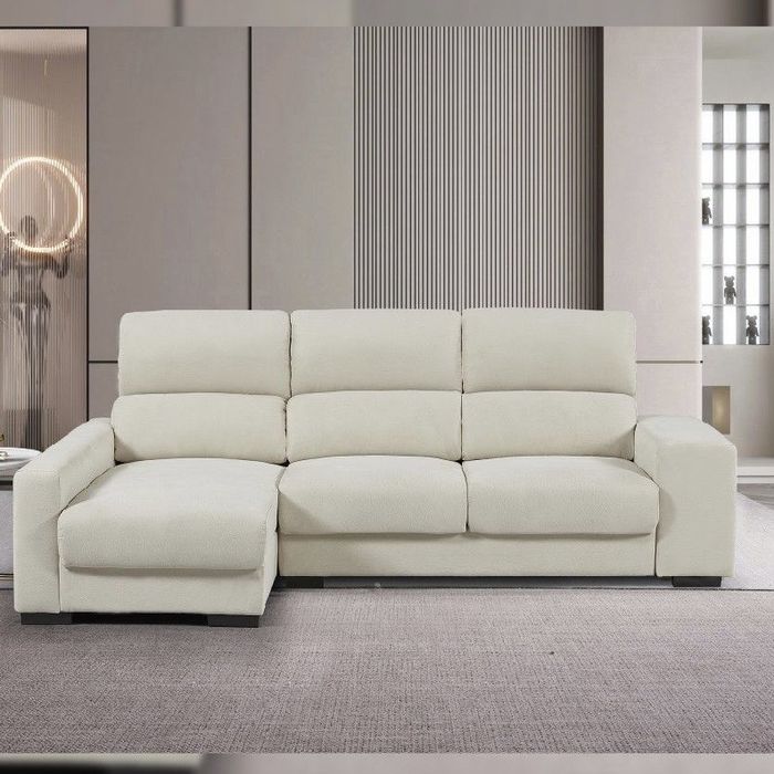 Sofá bege Moviflor (com arrumação)