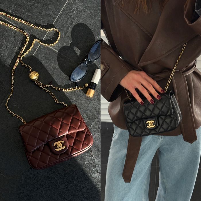 Сумка Chanel шкіра | бургунді, чорна