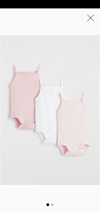 3pak Body na wąskich ramiączkach H&M 62