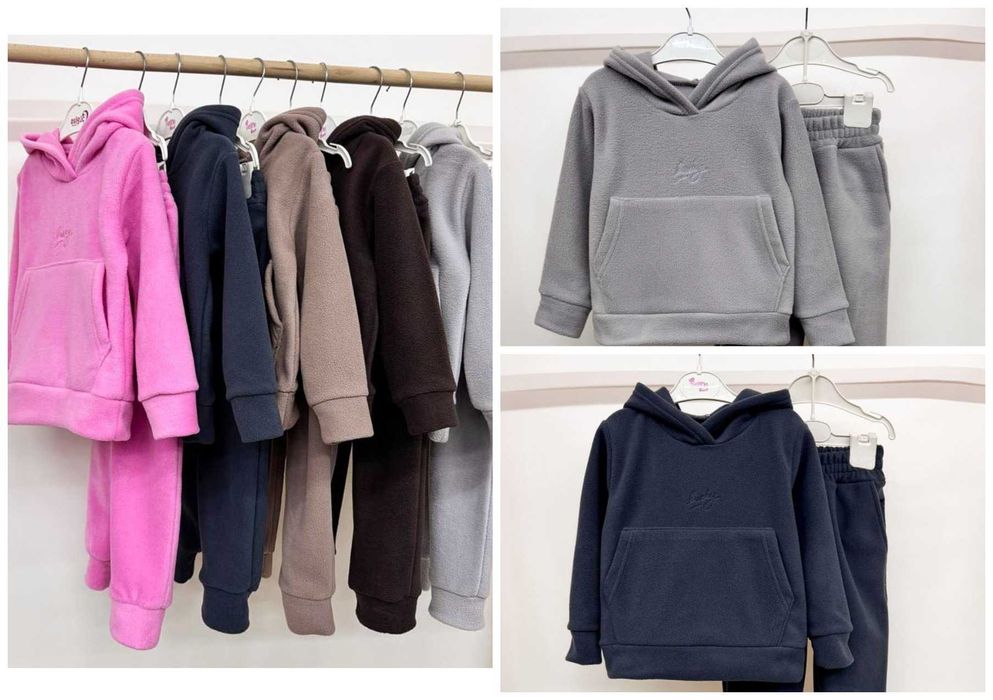 Теплий флісовий костюм 98-158 см костюм фліс полар осінь/зима капюшон