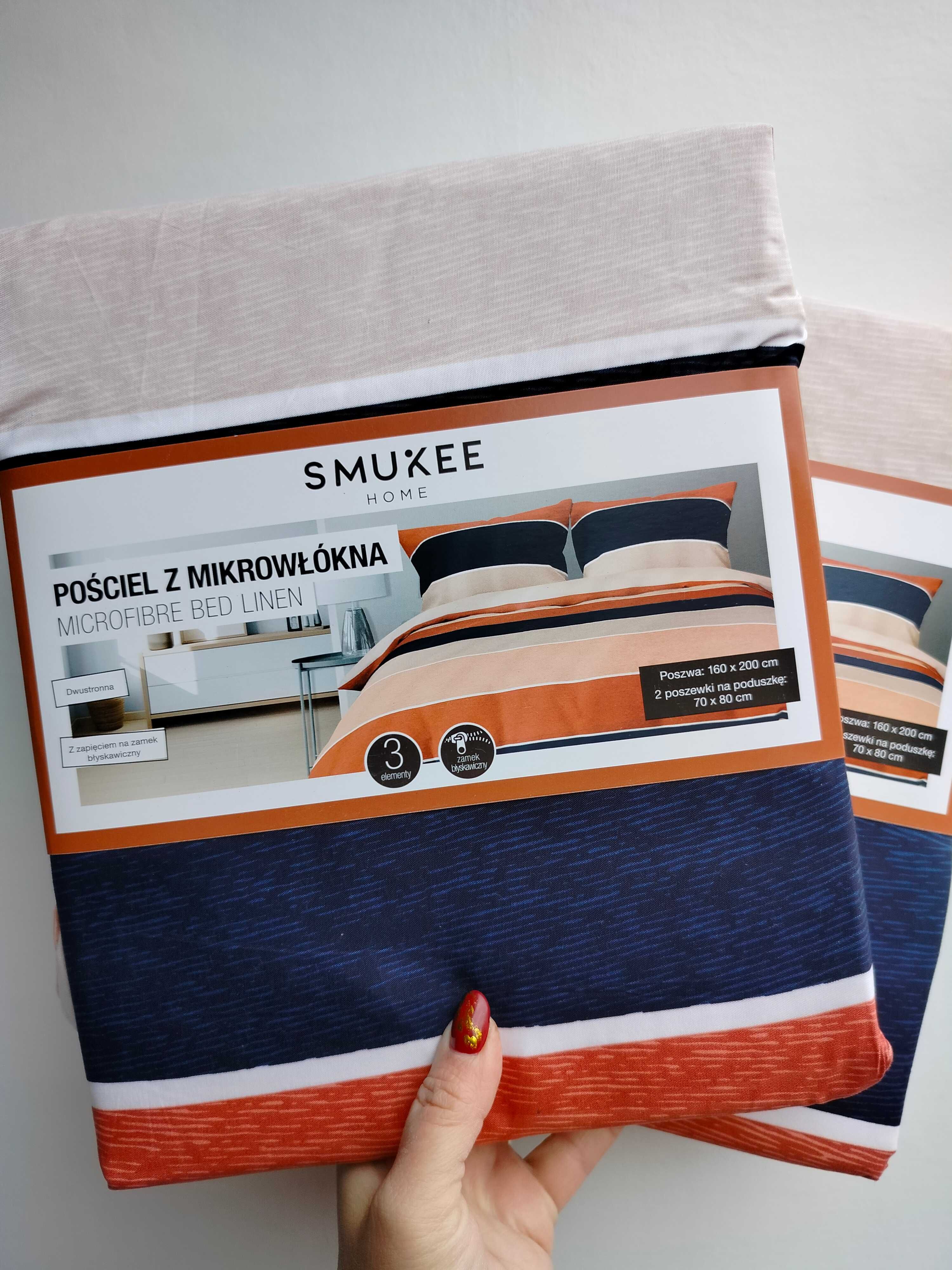 Pościel z mikrowłókna 2 komplety Smukee 2x 160x200 pasy paski 300