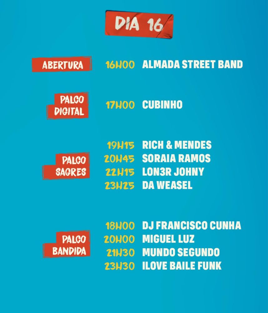 3 Bilhetes Sol da Caparica Dia 16