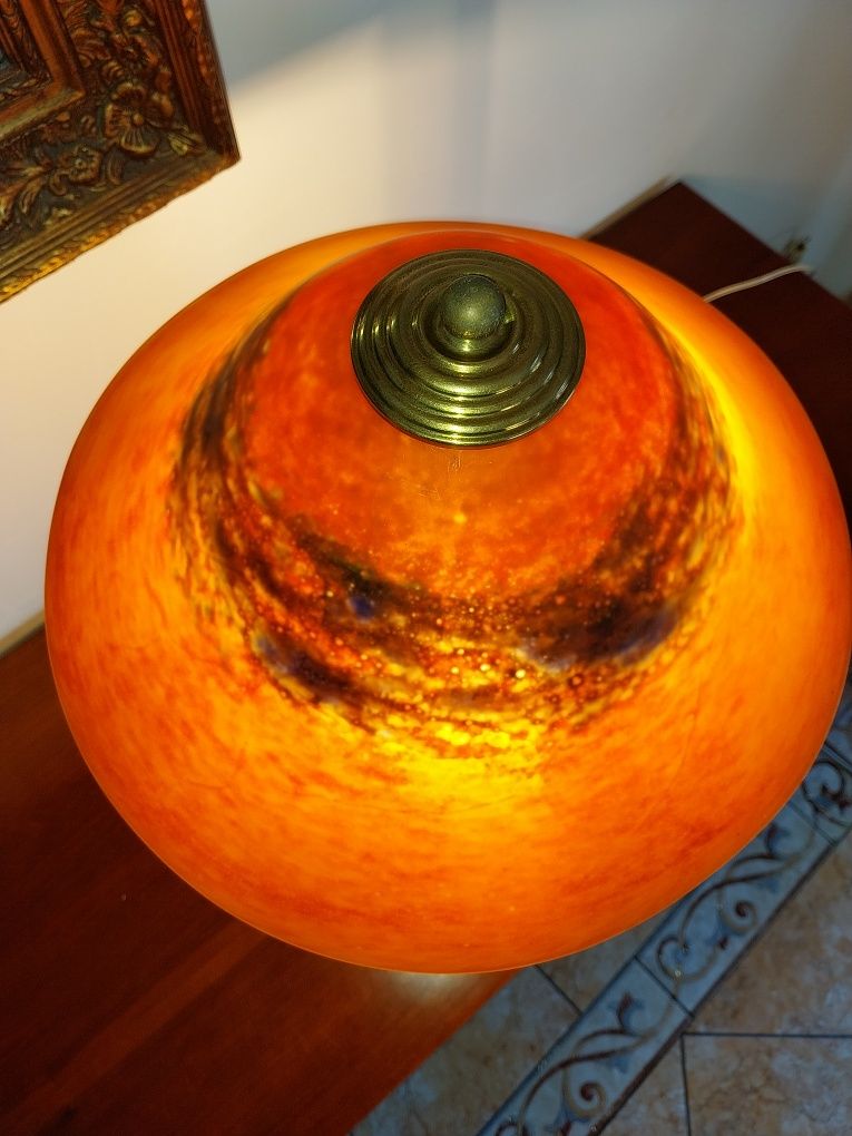 Candeeiro antigo de mesa em cristal assinado